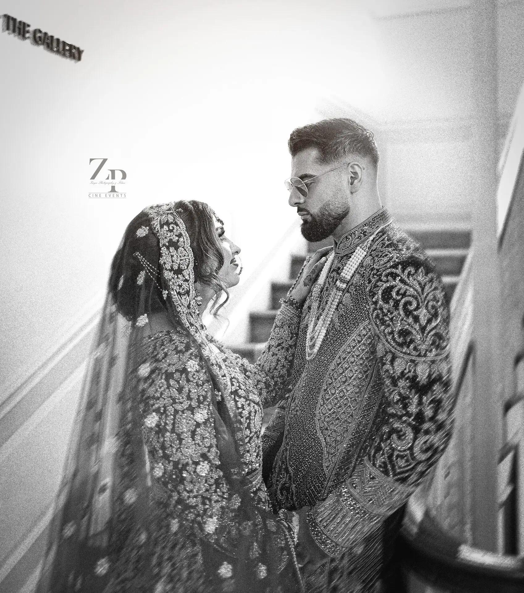 Luxury wedding photography London - cinematic bride and groom portrait by CineEvents